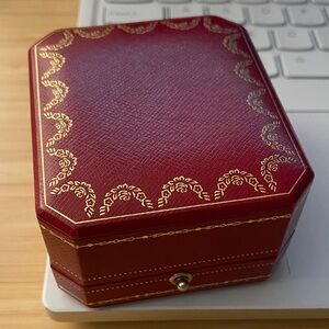 Cartier Burgundy Gold  and Black Earrings Jewelry Box